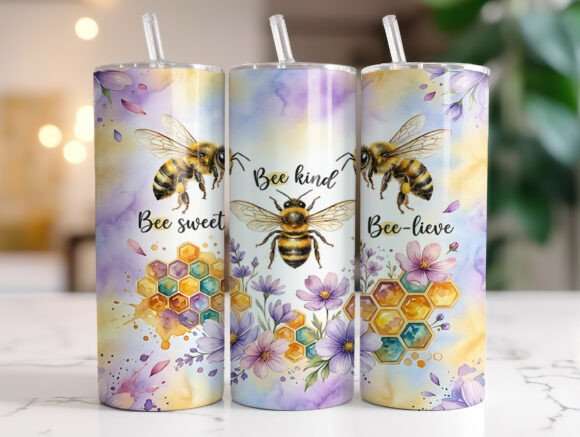 Bee 20oz Skinny Tumbler Wrap Graphics Sublimation
