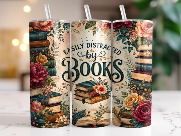 Book Lover Floral Reading Quote Tumbler Graphics
