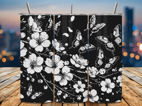 Butterfly Cherry Blossom Tumbler for Crafts & Graphics