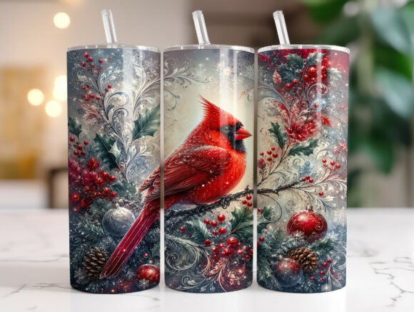 Cardinal Christmas Tumbler Wrap PNG: Graphics for Tumbler Wraps