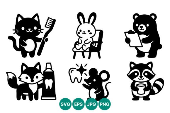 Cartoon Animal Dental Care Vector Graphics & Illustrations