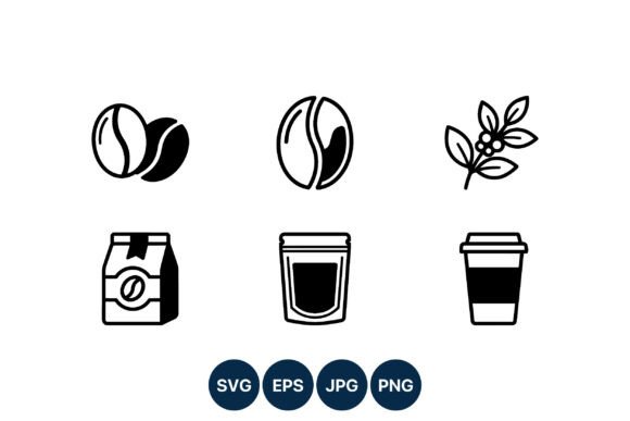 Coffee Bean Package Cup Icon Set: Illustrations for Graphics & Branding