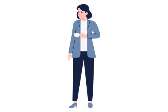 Coffee Break Character: Business Woman W Graphics & Illustrations