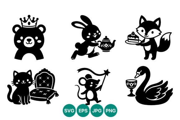 Crowned Bear Rabbit Fox Cat Mouse Swan: Illustrations for Publishers