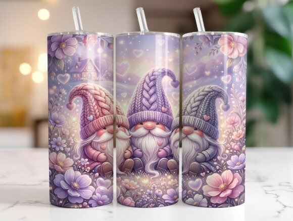 Cute Purple Gnome 20oz Tumbler Wrap Graphics