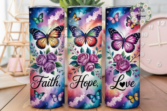 Faith Hope Love Butterfly Tumbler Wrap Graphics for Publishers