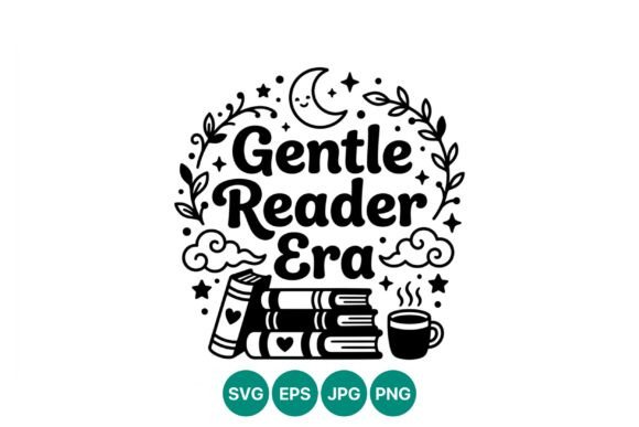 Gentle Reader Era Black White Vector Graphics & Illustrations