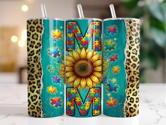 Graphics Review: Autism Puzzle Mom Sunflower Tumbler Wraps