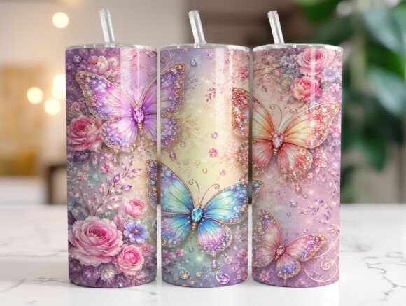 Pastel Butterfly Floral Tumbler Wrap Graphics Review