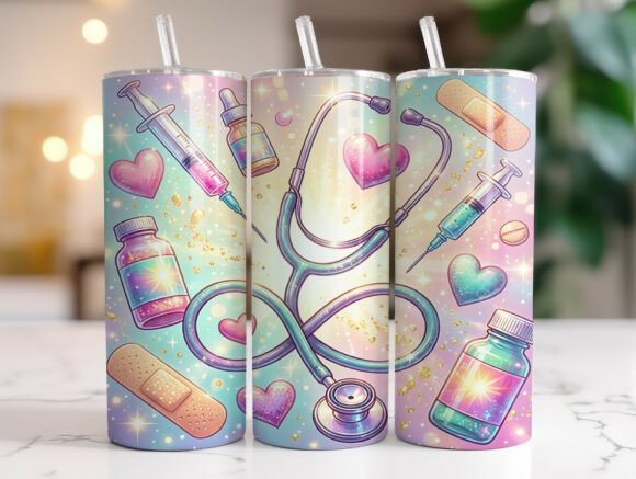 Pastel Nurse Stethoscope Medical Tumbler Graphics & Wraps