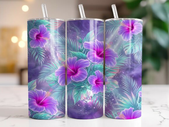 Purple Hibiscus Floral Tumbler Wrap Graphics Review