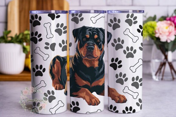 Rottweiler Dog Paw Print: Tumbler Wraps & Graphics