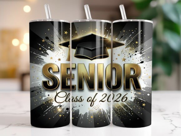 Senior Class of 2026 Tumbler Wrap PNG: Graphics for Local Brands
