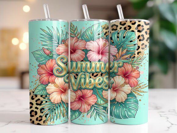 Summer Vibes Hibiscus Leopard Tumbler Graphics Review for Tumbler Wraps