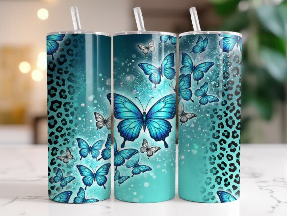 Teal Butterfly Leopard 20oz Tumbler Graphics Review